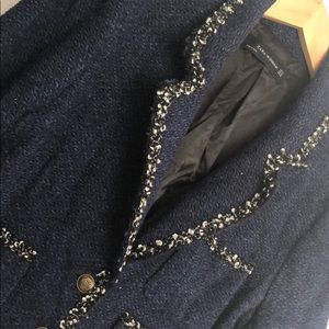 Zara Woman navy and blue tweed jacket